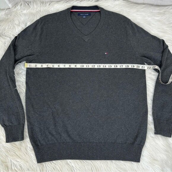 Tommy Hilfiger Women’s Dark Gray V-Neck Y2K Designer Knit Sweater M/C42 - Picture 10 of 11